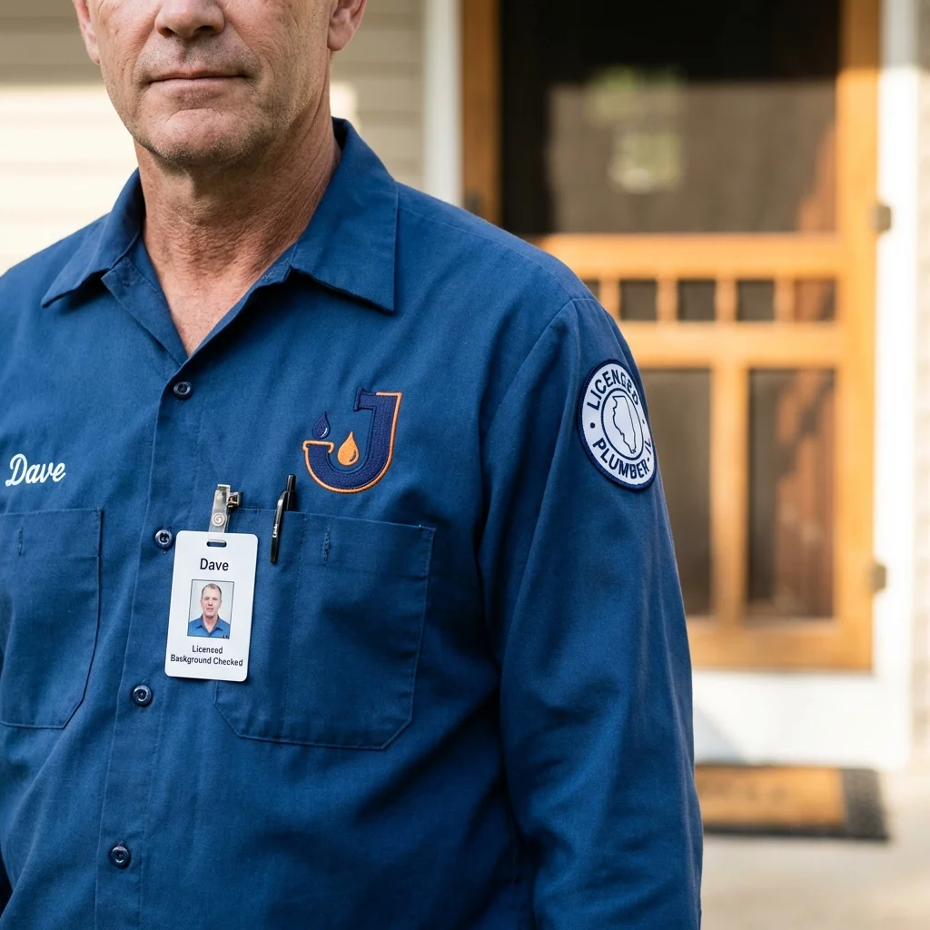 Licensed plumber showing ID badge in Breckenridge, MN